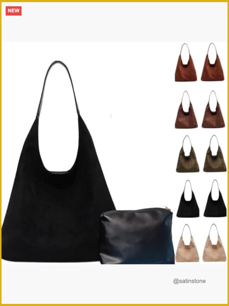 Faux Suede Tote Bag Shoulder Purse Large Capacity